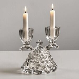Vintage IMPERIAL Katy Clear Glass Double Candle Holder Lace Edge 4½" Cottagecore